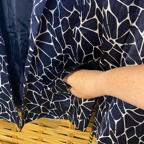 Pendleton Silk Cotton Navy White Abstract Print Blazer Jacket Size 8 - Picture 5 of 11